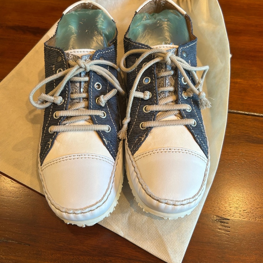 Patchwork Blue and White Sneakers 39 size new - Picture 8 of 15